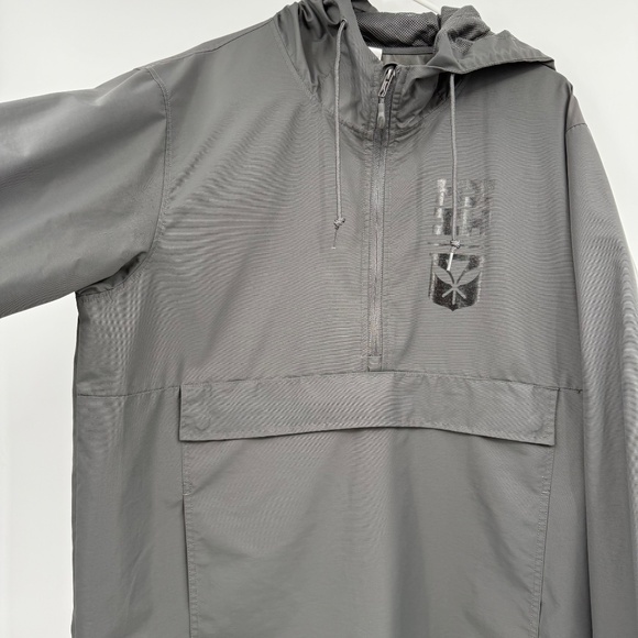 Hawaiis Finest Jacket Men XL Gray Pullover 1/2 Zip Hooded Windbreaker Bungee - Picture 3 of 15